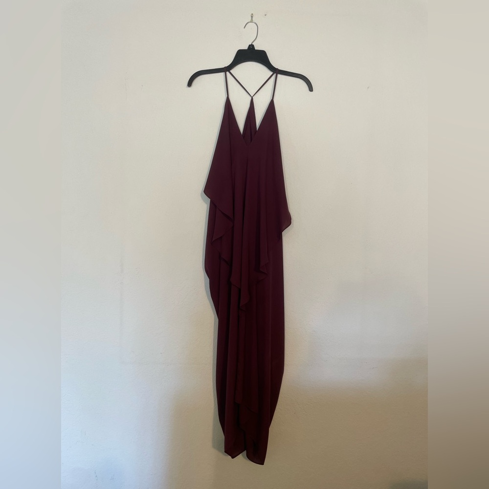 Burgundy Spaghetti Strap Halter Dress
